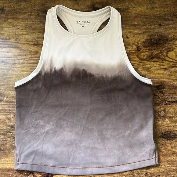 Athleta Shanti Watercolor Brown Stripe Tank Crop Top - Picture 3 of 10